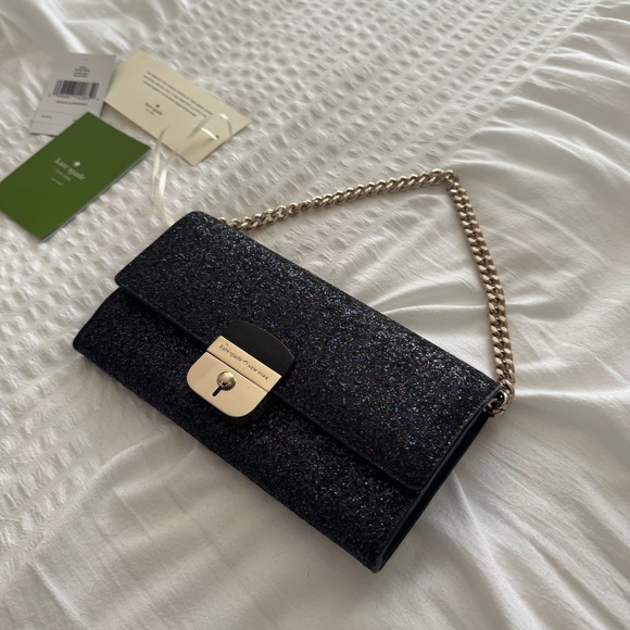 Kate Spade New York Sunset Lane Milou Black Glitter Clutch - Picture 3 of 10